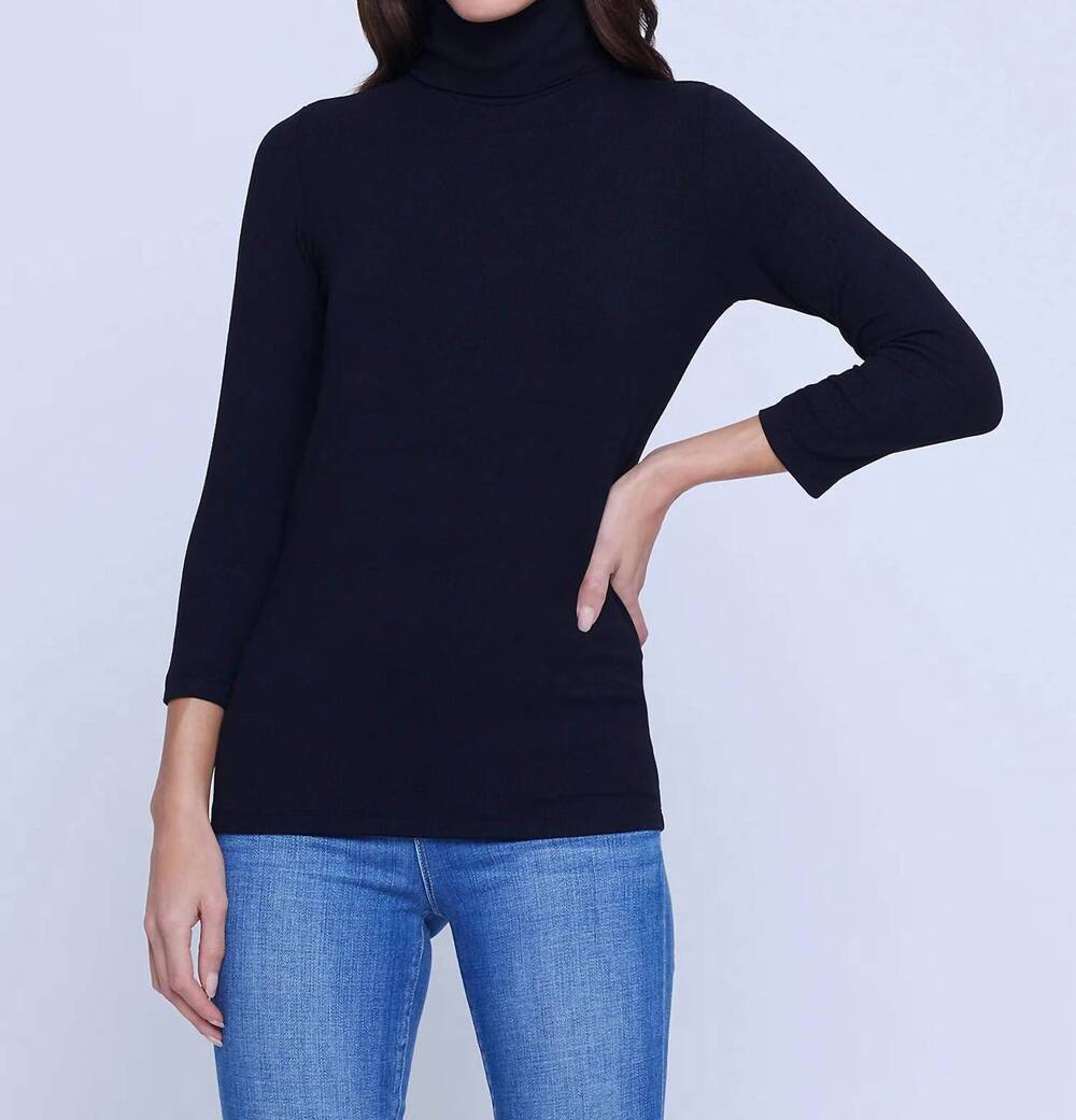 NEW L'AGENCE aja turtleneck top in black